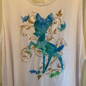 Disney Boutique Bambi Tank Top Women’s 2X with Gold Sparkle